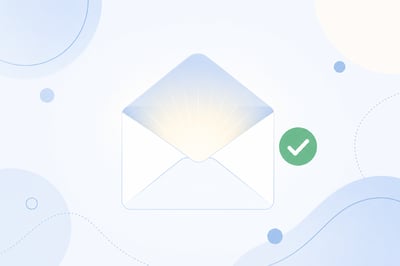 Friendly Envelope with Checkmark and Abstract Shapes